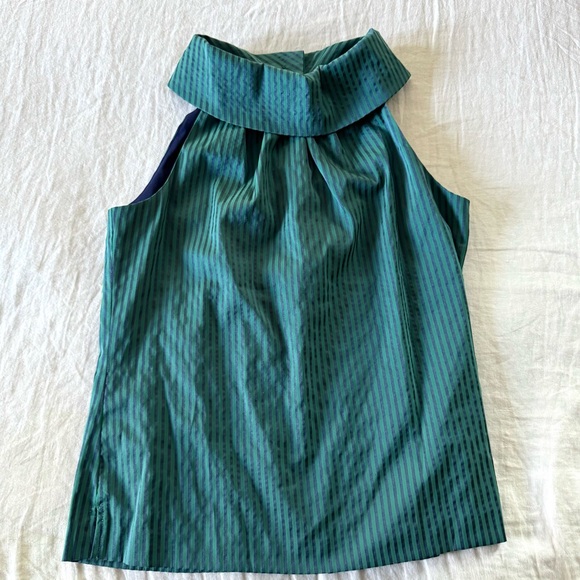 Sail to Sable Nautical Stripe High Neck Sleeveless Blouse, Small - Picture 3 of 6